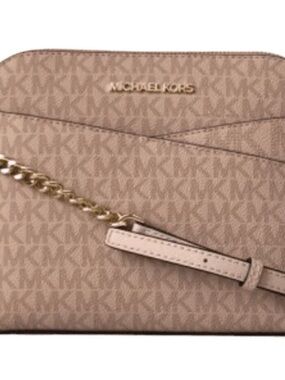 Michael Kors Blush Logo Crossbody with Gold Chain